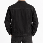 Men's Black Denim Jacket with Button Front and Chest Pockets - Dorotakora