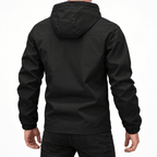 Men's Black Hooded Jacket with Full Zip and Chest Pocket - Dorotakora